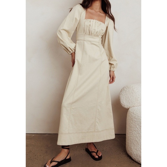 NWT Indikah Balloon Sleeve Long Sleeve Babydoll Midi Dress Small - Picture 1 of 13